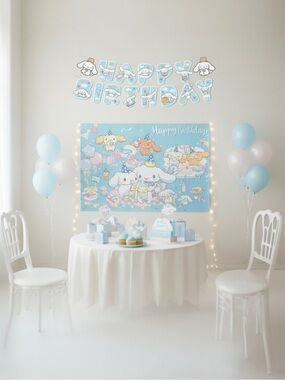 Sanrio Cinnamoroll Pastel Blue Happy Birthday Banner & Backdrop Set
